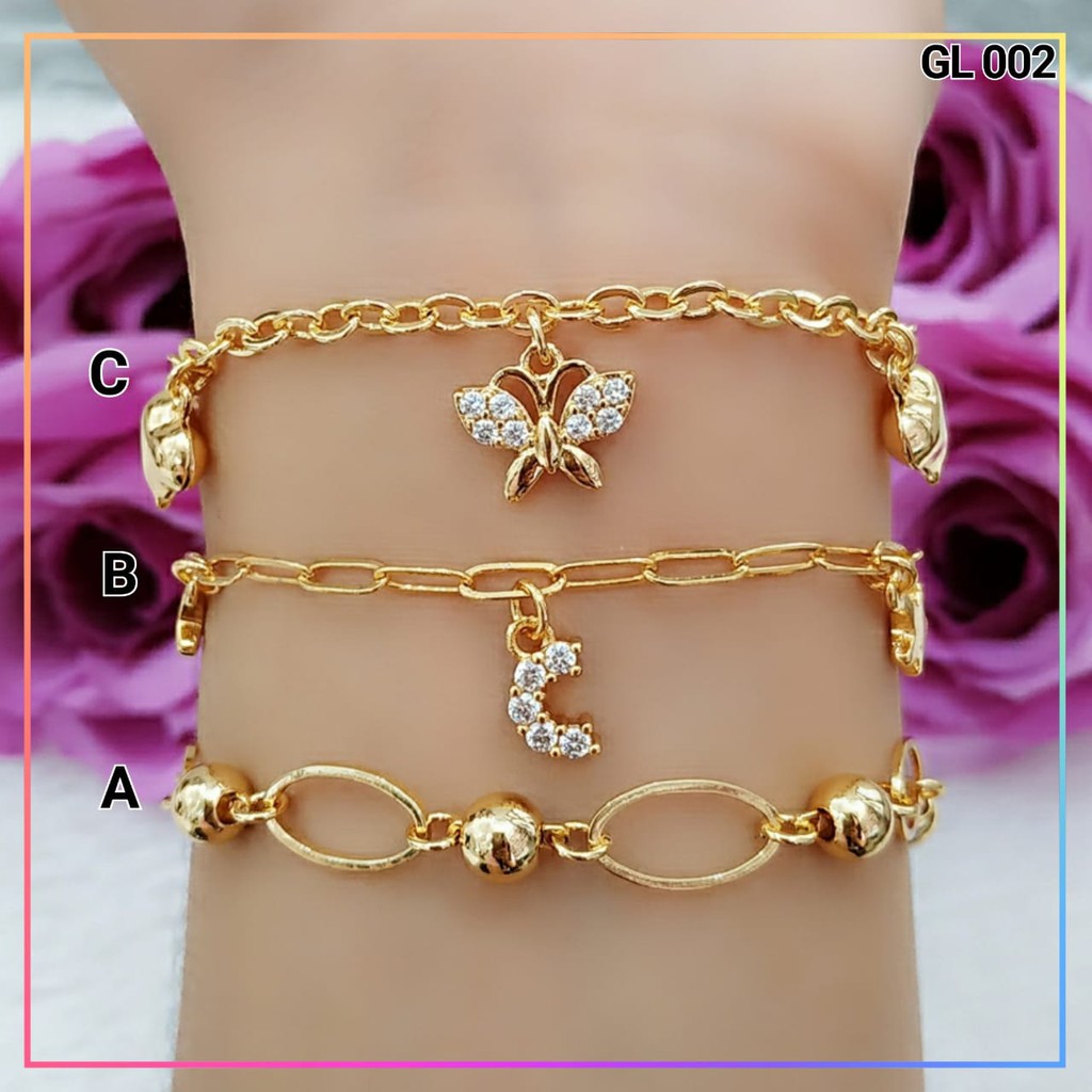 Gelang xuping gelang dewasa rantai jurai perhiasan lapis emas gold GL 002