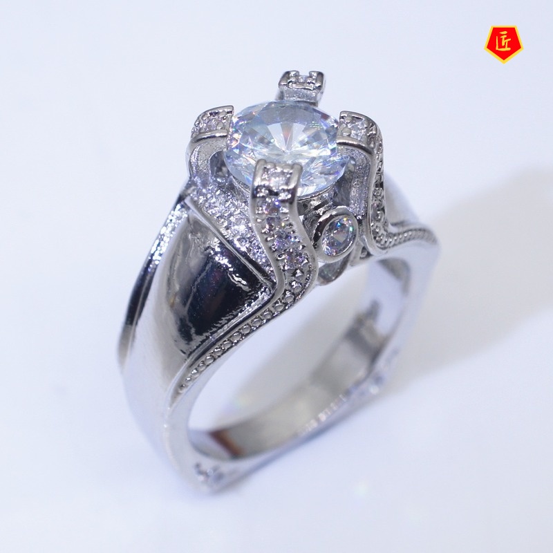 [Ready Stock]Crown Diamond Gold Ring Creative Personality