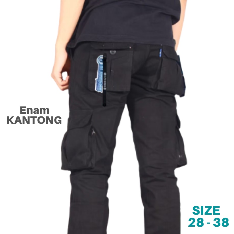 Celana Panjang Pria Cargo Berkantong Enam Untuk Laki Laki Dewasa - Hitam / Celana Panjang Pria / Cel