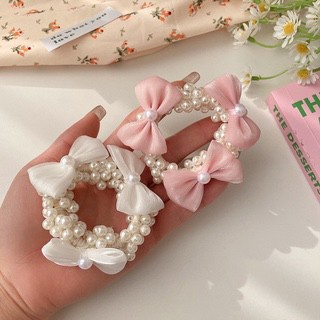 Ikat rambut pita mutiara tpmu kuncir korea ikat rambut pearl ribbon