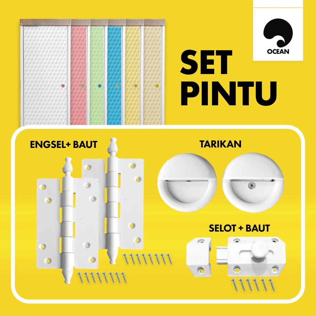 PINTU KAMAR MANDI / PINTU PVC KOTAK WARNA | 1 SET - OCEAN