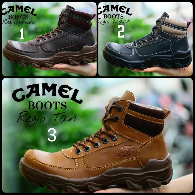 Sepatu boots safety delta Camel full kulit pria proyek gunung bikers adventure kerja dishub polisi