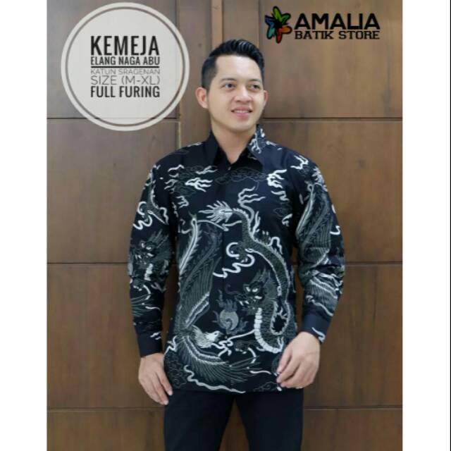 ELANG NAGA ABU.Kemeja Batik Pria Modern