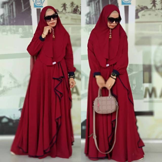 Ns FC Najibah Gamis Syari Putih Benhur Abu Toska Navy Maroon Hujan Muslim Modis