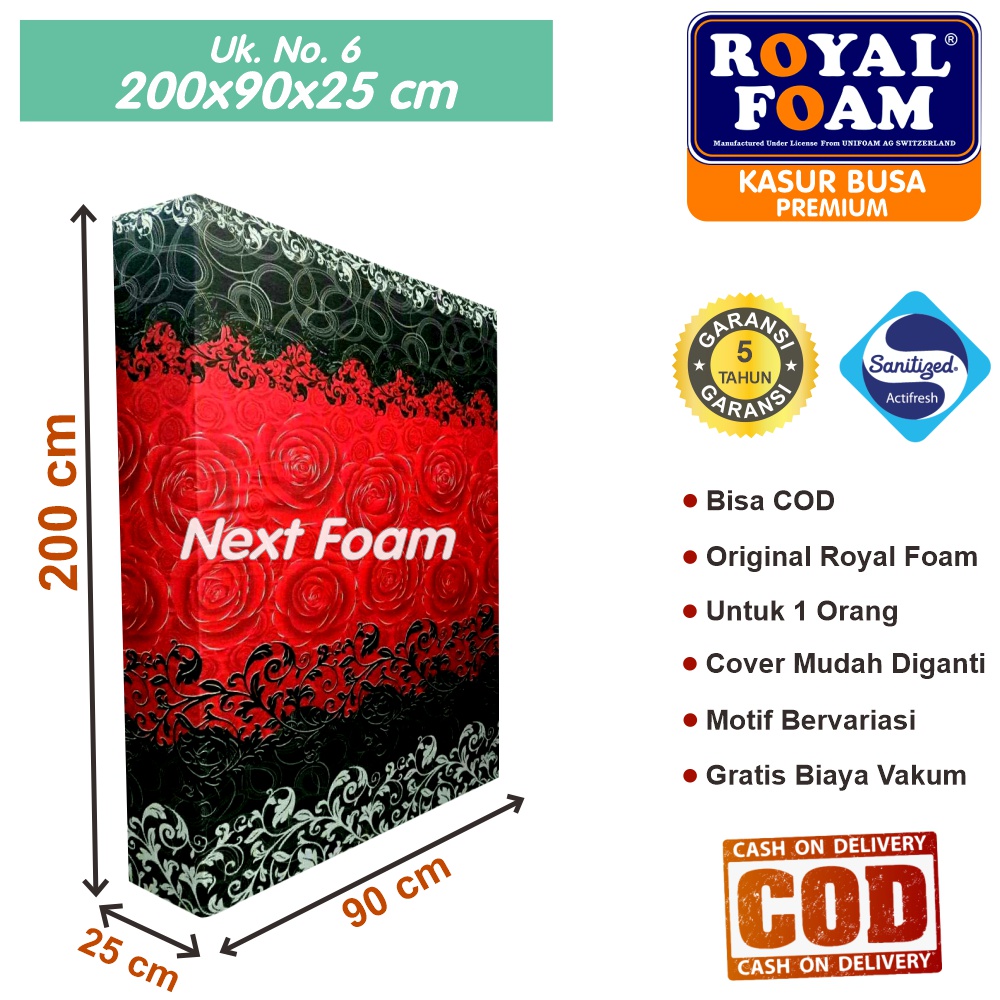 Kasur Busa Royal Foam Ukuran No 6 200x90x25 cm Tebal 25 cm D16 ORIGINAL Garansi 10 Tahun