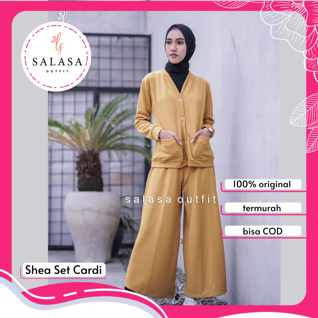 Setelan Cardigan Kulot Bahan kaos import Salasa Outfit Shea