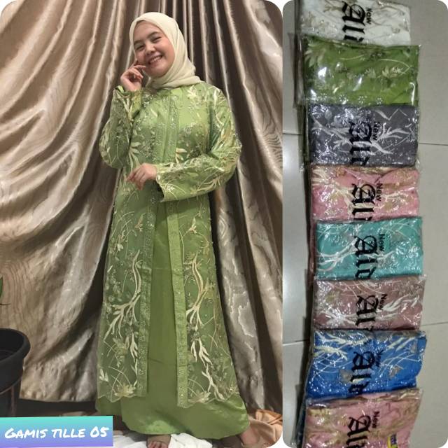 Gamis awista / gamis brokat tule / gamis brokat / gamis satin / gamis lebaran / gamis jumbo