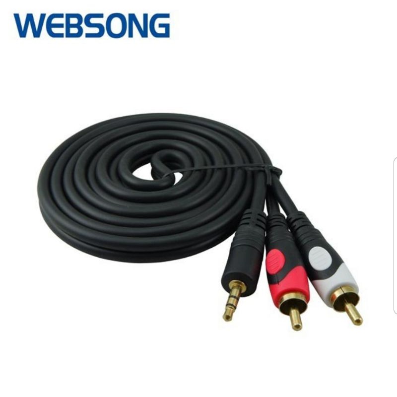 Kabel Audio 3.5mm to 2RCA (Putih, Merah) 1.5M High Quality Websong