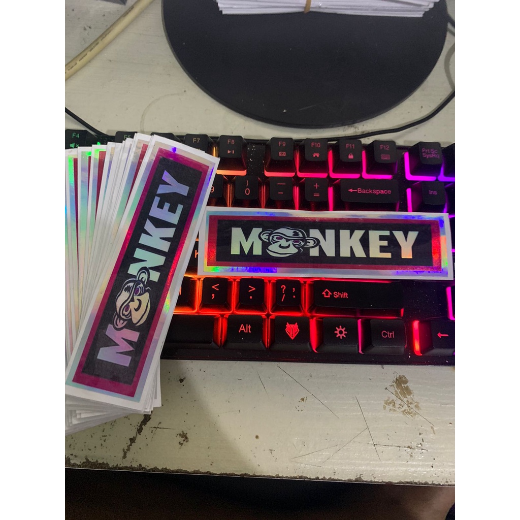 stiker mongkey hologram princut cutting UV