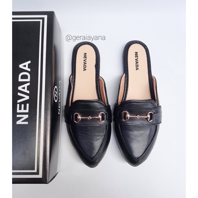 DISKON DAY! Sepatu Sandal Mules - Sandal Wanita Nevada - Flatshoes Sepatu Kerja