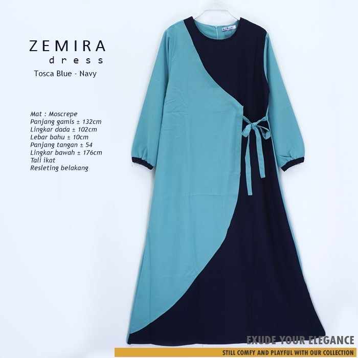 ZEMIRA DRESS / longdress - gamis fashion muslimah bahan moscrepe