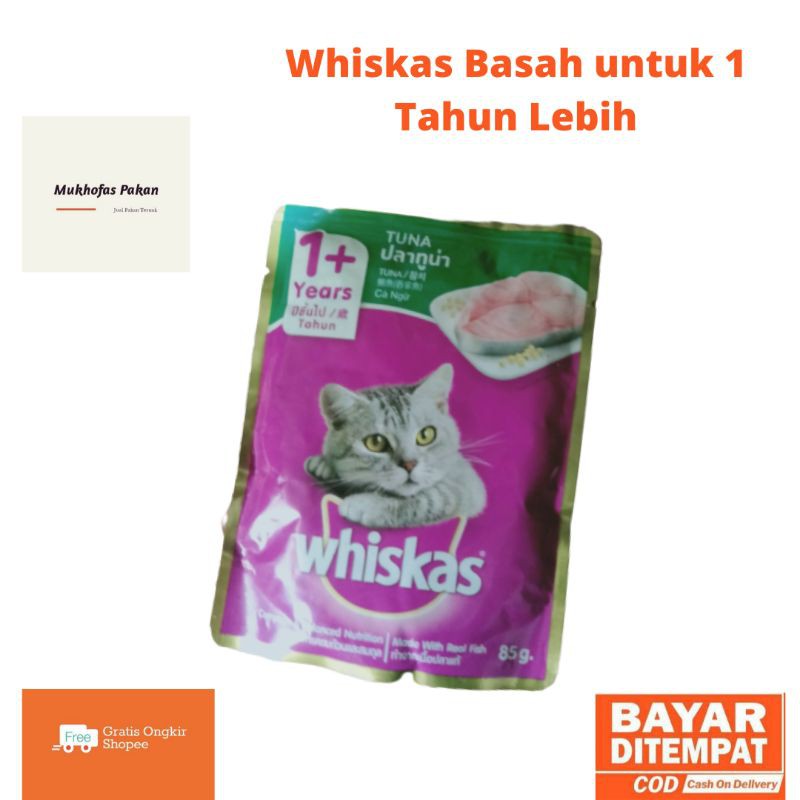 Jual Whiskas Sachet Basah Tuna Basah umur 1 Tahun Lebih 85 gr Shopee