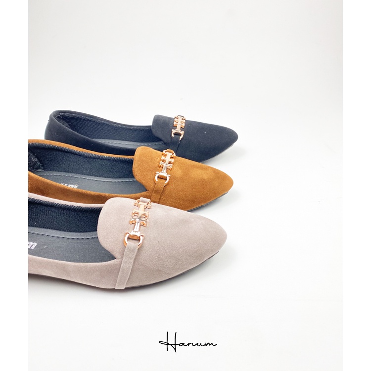 Hanum - Sepatu Flat Shoes Balet Wanita Hanum HF19 Suede / Bludru