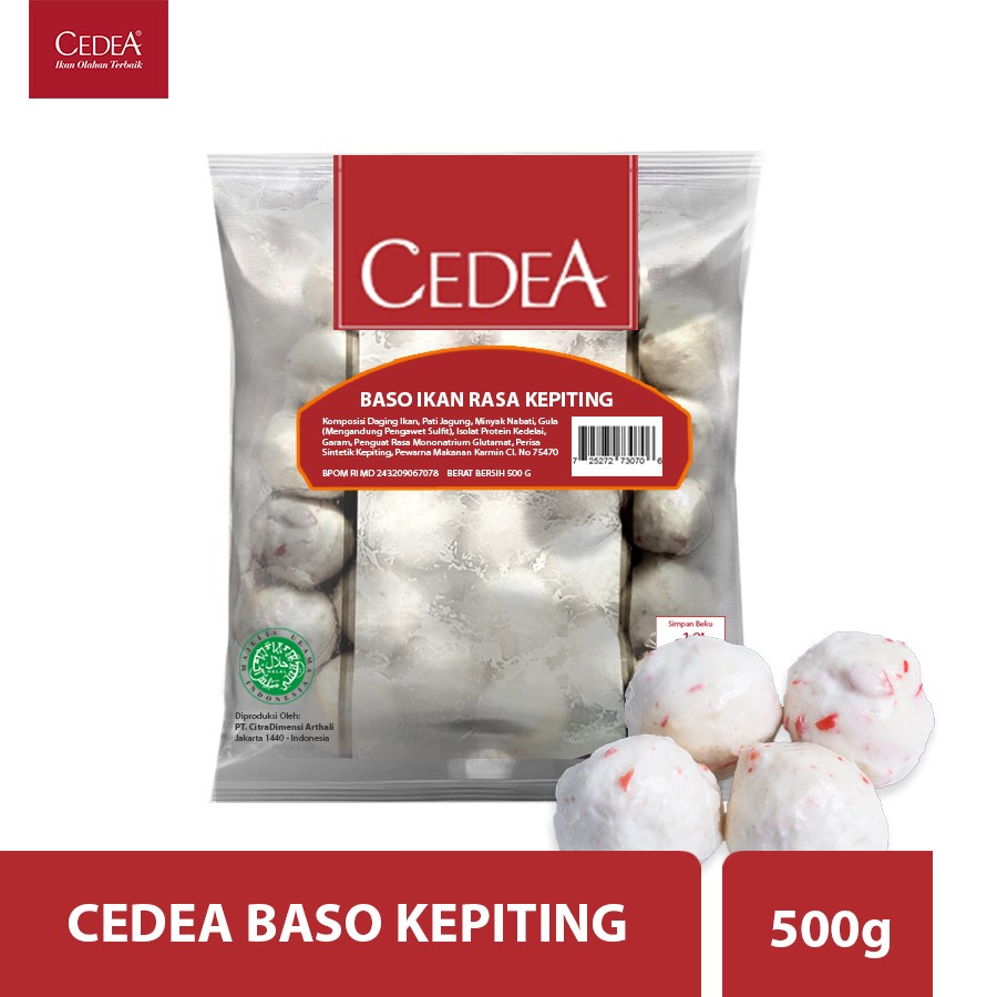 BASO IKAN RASA KEPITING CEDEA 500GR HALAL BAKSO ISI 25 CRAB BALL