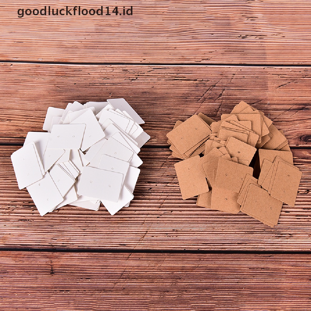 100pcs Kartu Tag Gantung Kosong Bahan Kertas Kraft Untuk Anting Stud