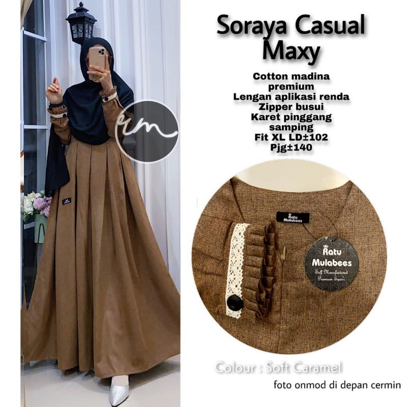 Soraya Casual Maxi Ori by Ratu Hijab - Gamis Dewasa Bahan Katun Madina Motif Polos