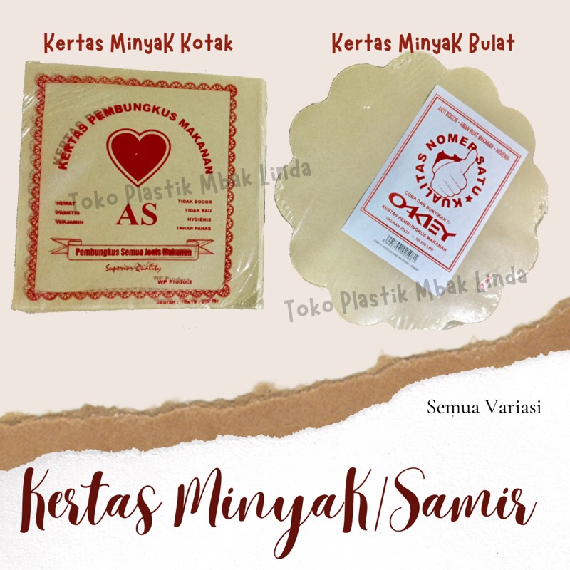 Kertas Minyak Samir / Kertas Pembungkus Makanan / Kertas Minyak Bulat Kotak