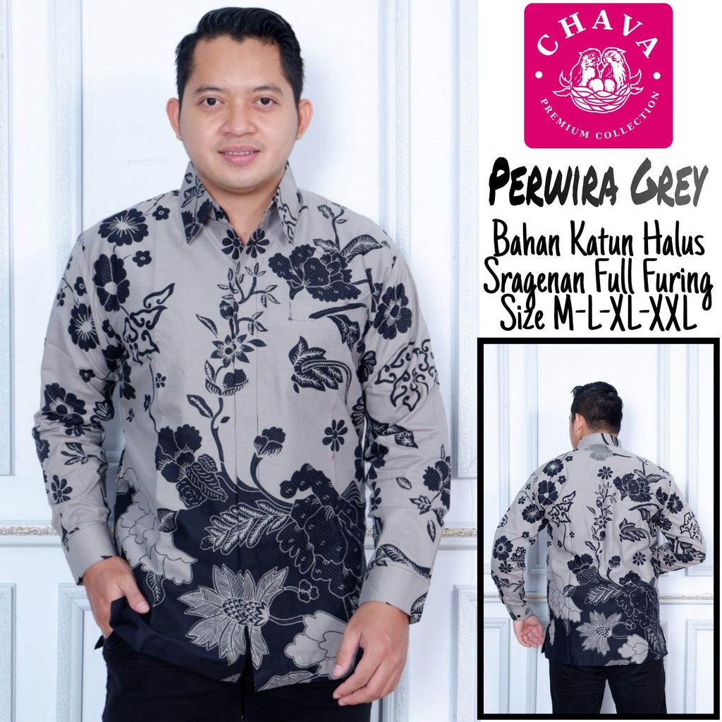 Kemeja batik pria terbaru warna abu abu / batik lengan panjang warna grey terbaru / kemeja batik pria terbaru 2022 warna abu abu / batik pria warna abu abu premium / kemeja batik kerja warna grey / kemeja batik pesta warna abu abu / kemeja batik PERWIRA