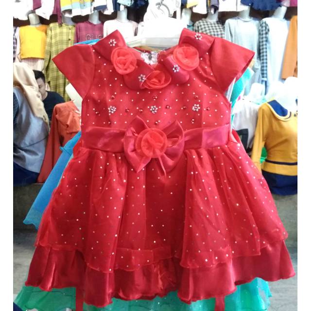 GAUN PRINCESS BABY/ DRESS PESTA spoil dress (bunga leher)