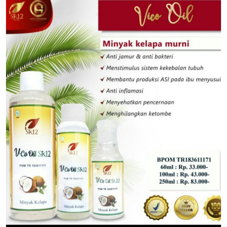 Minyak kelapa VCO SR12/Minyak kelapa Murni SR12