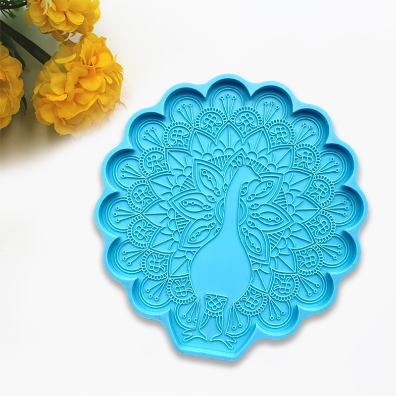 SIY  Peacock Coaster Epoxy Resin Mold Peahen Cup Mat Mug Pad Silicone Mould DIY Crafts Ornaments Home Decorations Casting Tools