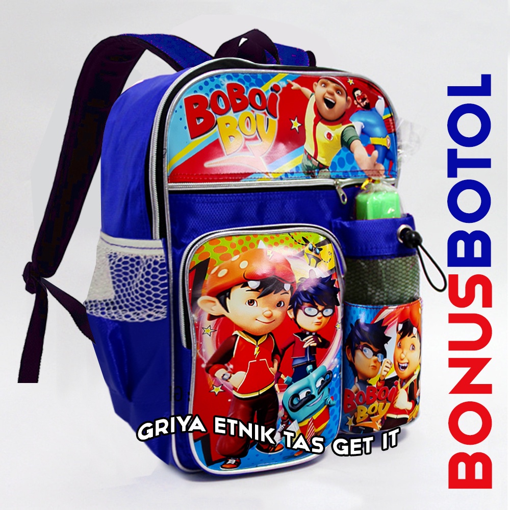 Tas Sekolah Anak Laki Laki SD Ransel Karakter Boboiboy Ultraman Spiderman BONUS BOTOL MINUM