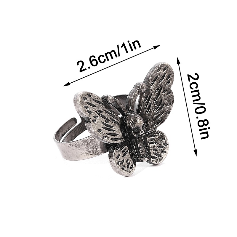 Hbid Cincin Gothic Punk Adjustable Desain Tengkorak / Kupu-Kupu / Kelinci Untuk Wanita