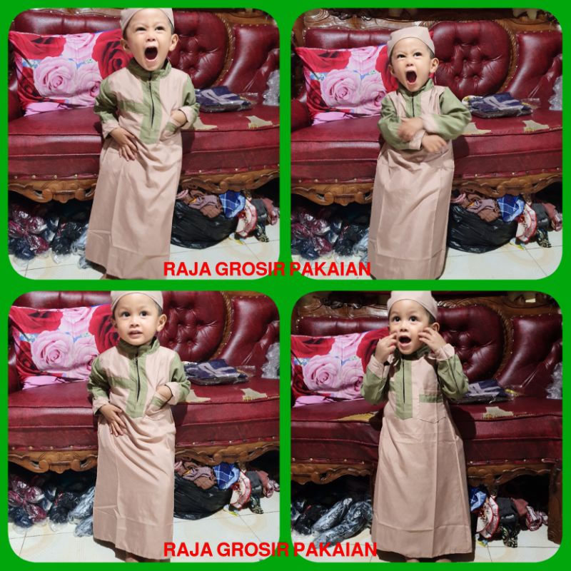 Baju Koko Jubah Anak Lengan Panjang Usia 2-12 Thn / Baju Koko Muslim Anak Laki Laki