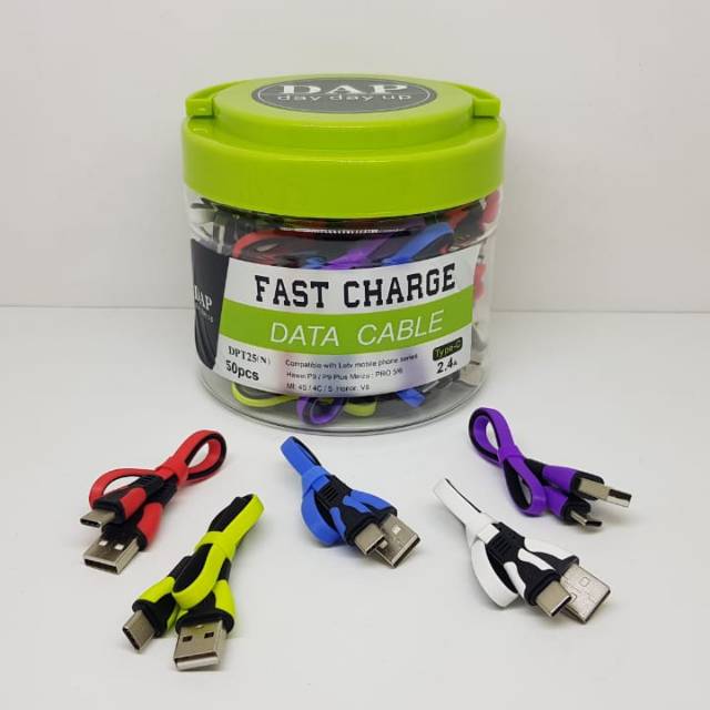 Kabel Data Type C DAP DPT25 2.4A FAST CHARGING Kabel Casan Powerbank Tipe C 25cm TOPLESAN BERGARANSI