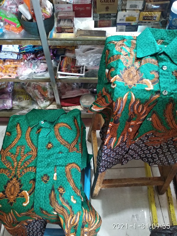 Batik Couple Keluarga Sania Ruffle Ori Ndoro Jowi Dnt Motif Tatantula Hijau