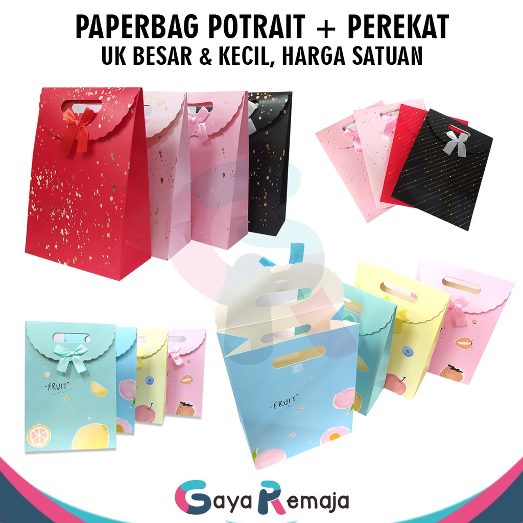 Jual Paper Bag Kecil Besar Potrait Kraft Tebal Paper Bag Pita