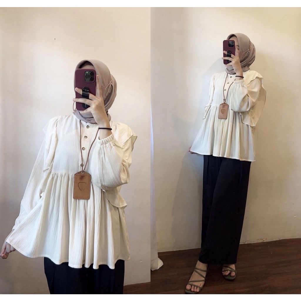 1KG MUAT 5PCS | KARIN TOP RUFFLE BLOUSE REMPEL AIRFLOW CRINKLE HITS OOTD SELEBGRAM FASHION GROSIR WANITA