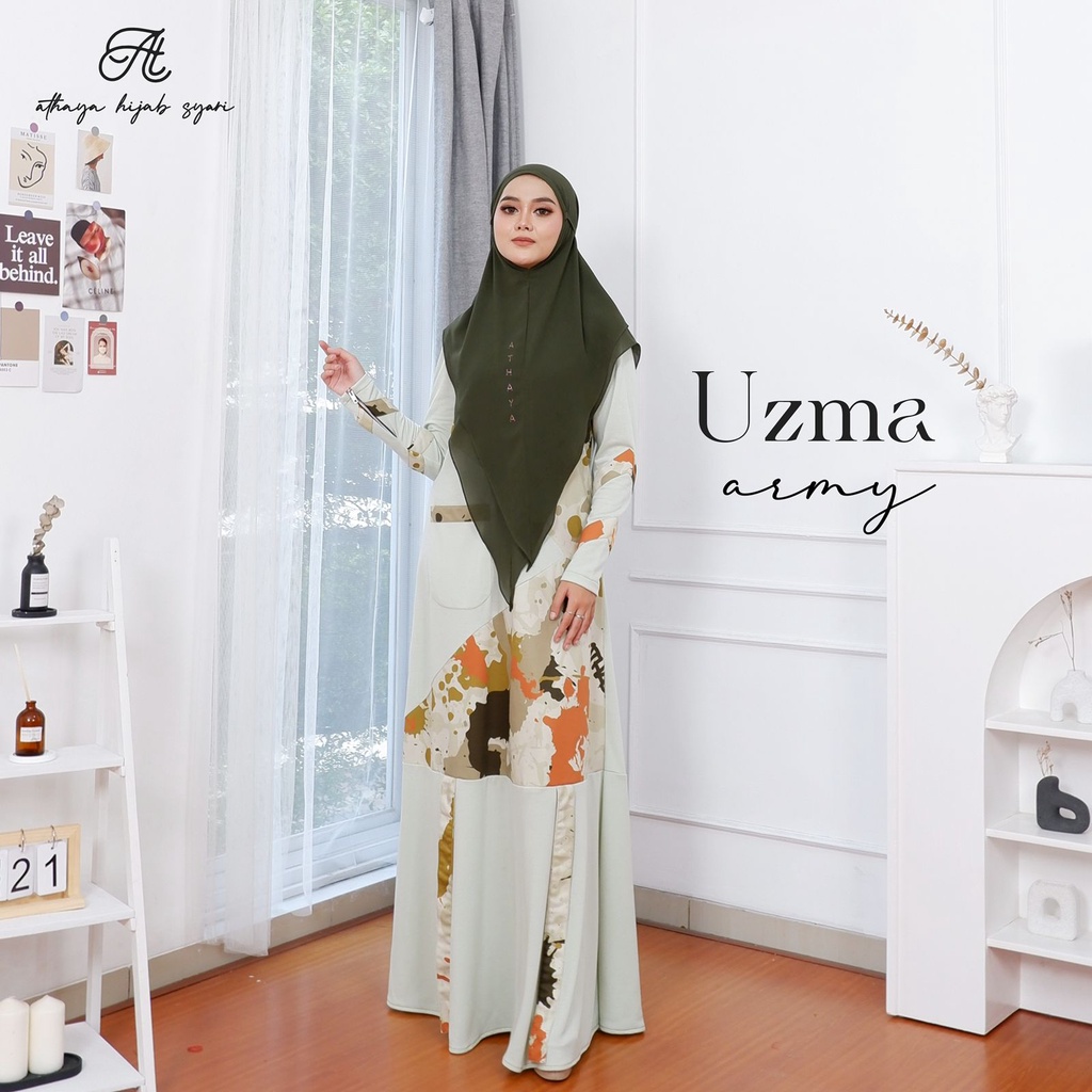 Athaya - Uzma Bergo Series Army | Gamis + Hijab Syari | Dress Muslim Wanita