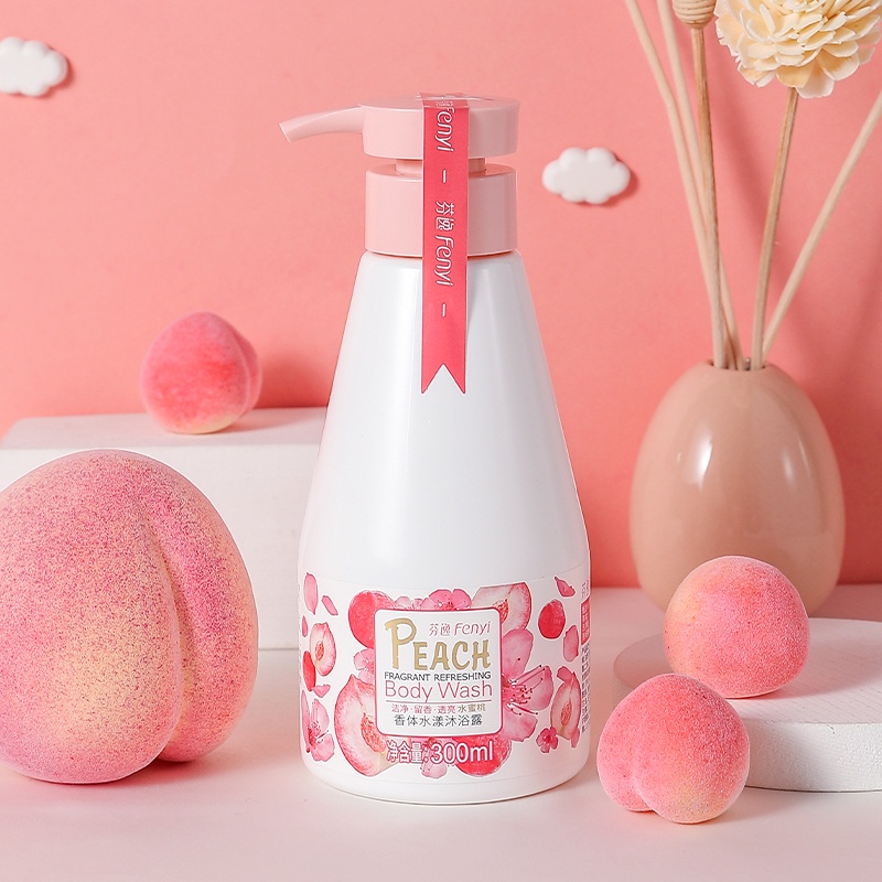 Fenyi Sabun Mandi Peach Gel Melembutkan Kulit Mencerahkan 300ml