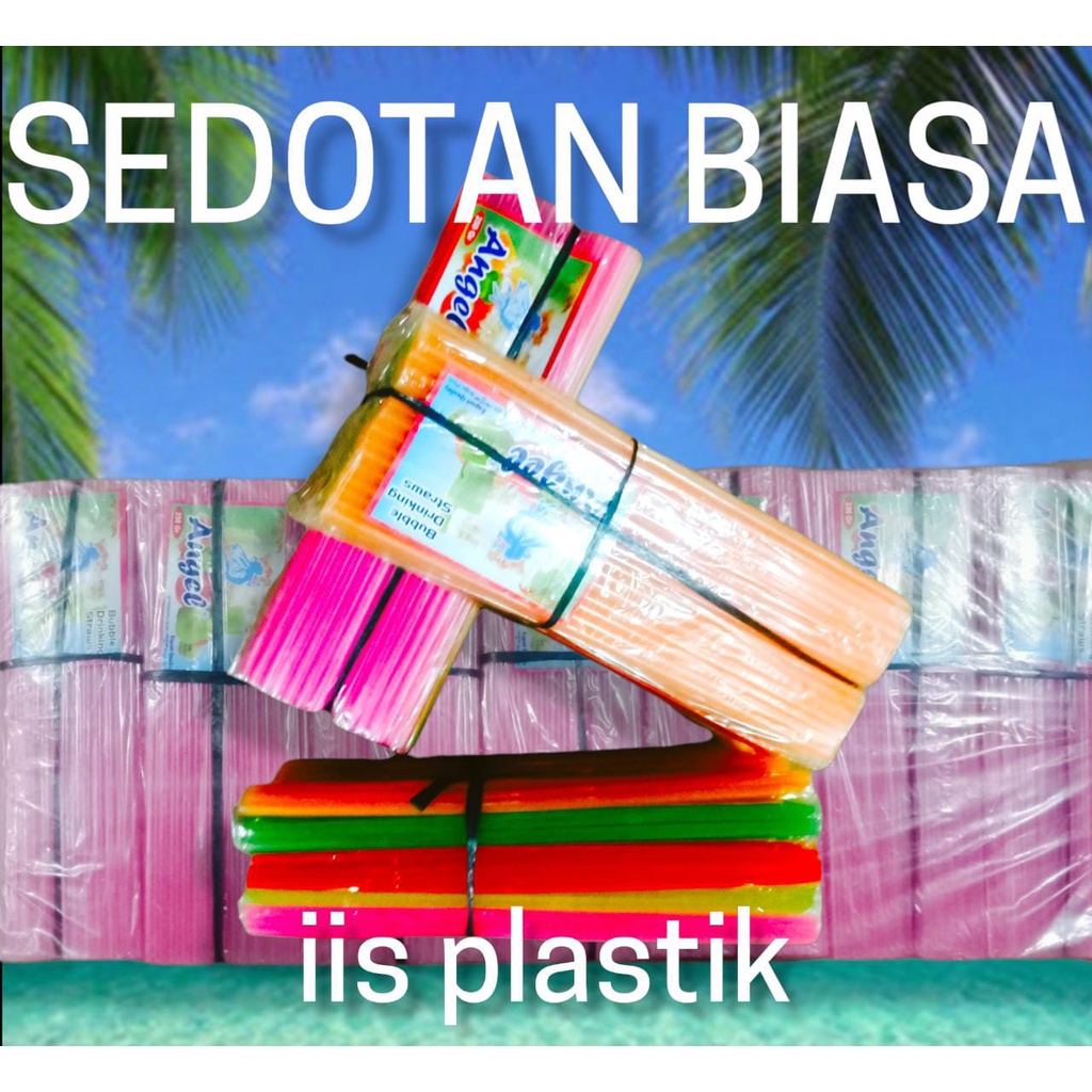 1ikat isi -+200BTG 5warna SEDOTAN IKATAN MURAH straw plastik 5mm panjang 24cm warna warni minuman es