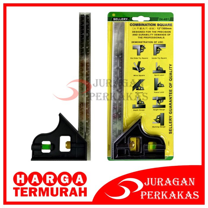 SELLERY SIKU TUKANG 12 INCH WATERPASS PASEKON ALAT UKUR SUDUT 24-401