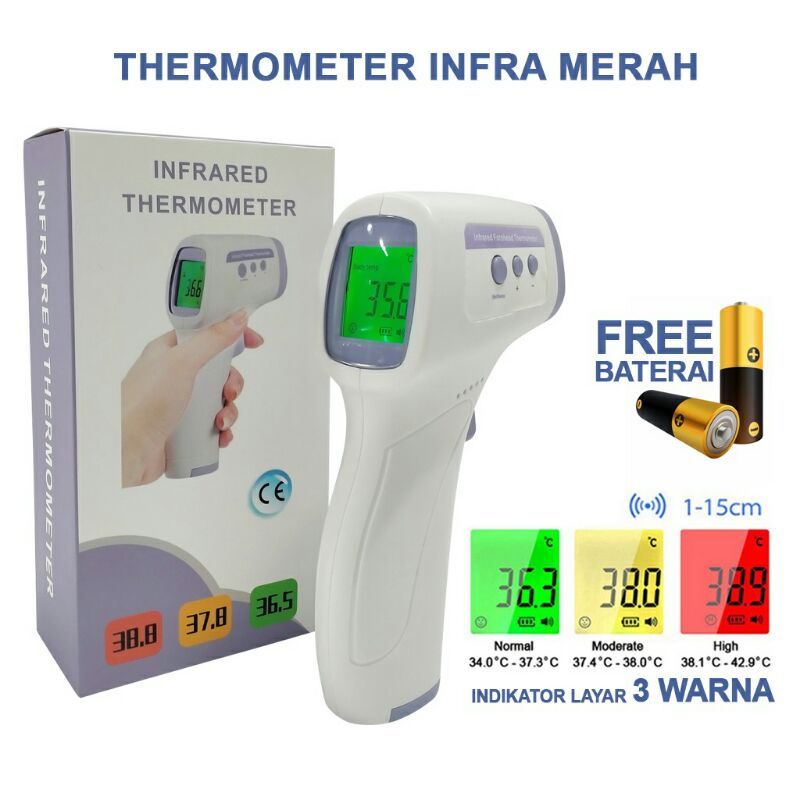 Digital Thermometer Infrared Thermo Gun Layar 3 warna/Termometer Digital