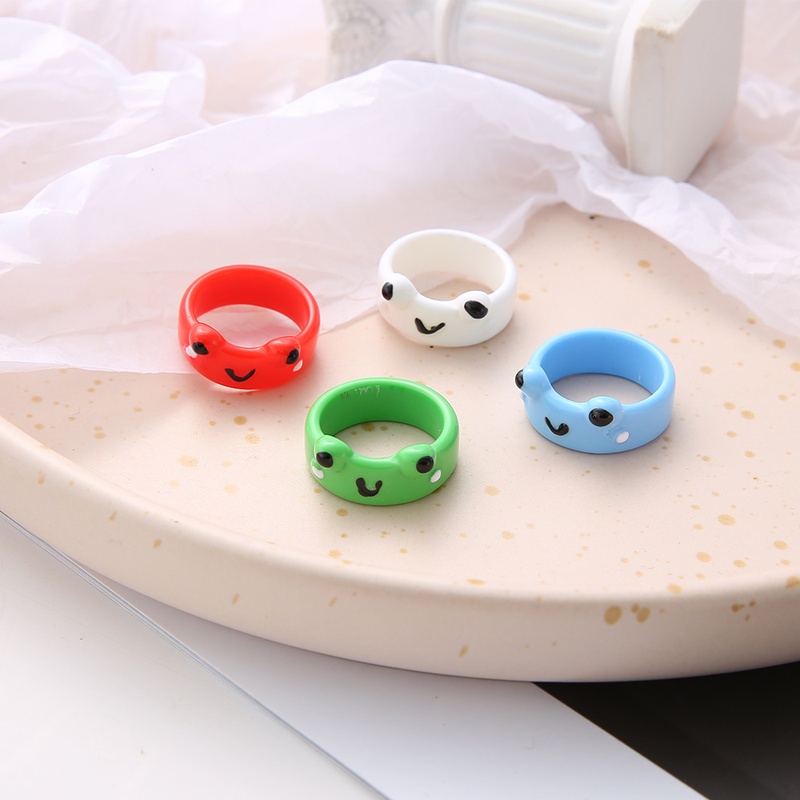 IFYOU Cincin Desain Kartun Katak Ayam Bahan Resin Warna Macaron Untuk Unisex