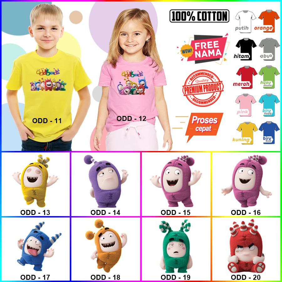 Baju Kaos ANAK DAN DEWASA ODDBODS COUPLE (FREE NAMA)