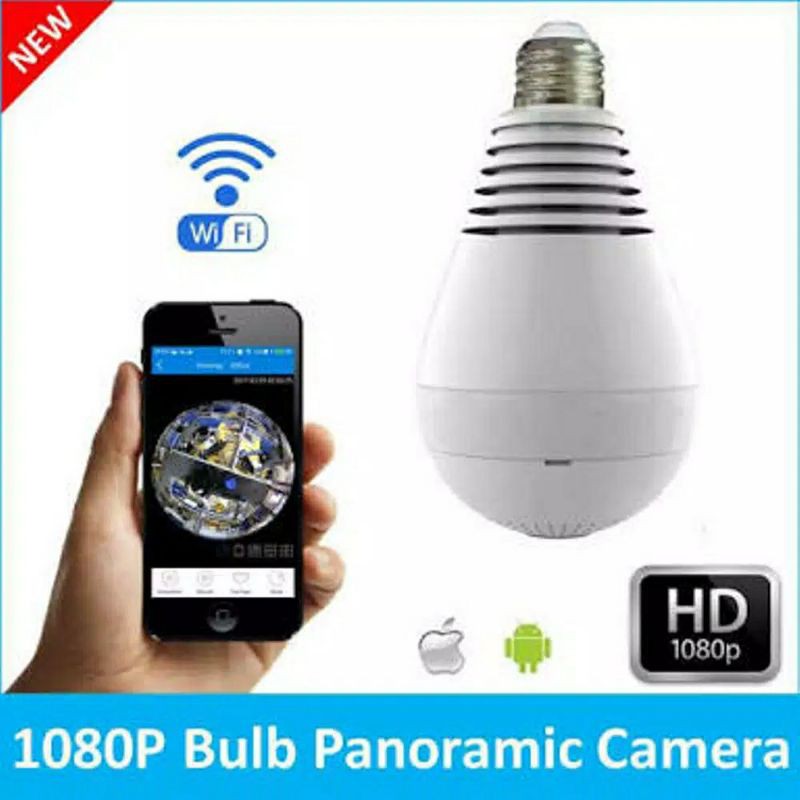 Kamera CCTV Bentuk Bohlam Panorama V 380 SPY Camera Hidden with alarm dan speaker