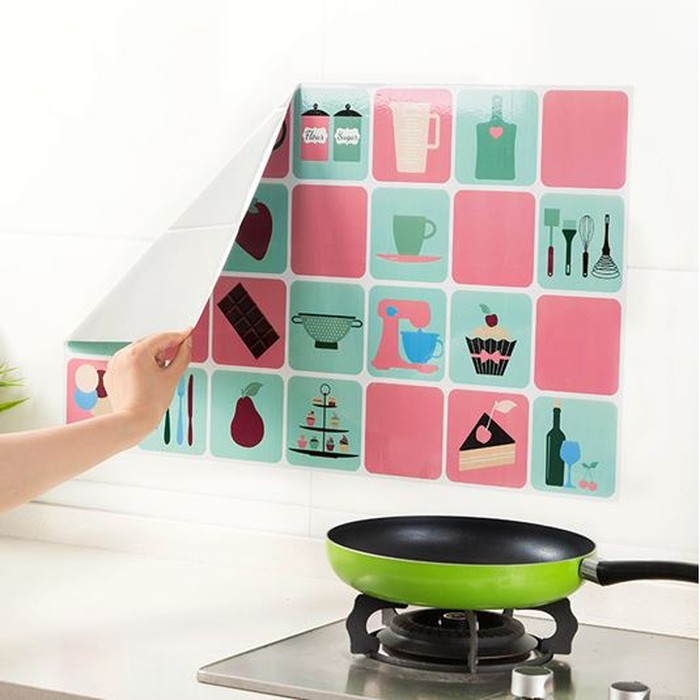  Stiker  Wallpaper Dinding Dapur  Anti Minyak Motif  Bunga 