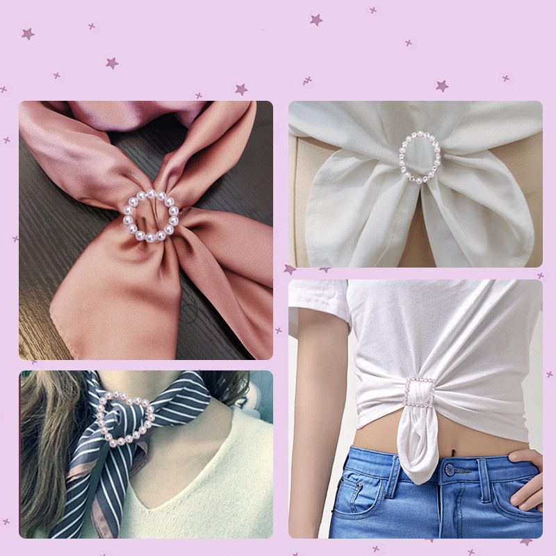 Women Fashion Metal T-shirt Hem Clip /  Ladies T-shirt Corner Knotted Pearl Buckle / Girls Decorative Rhinestone Waist Buckle / Shirt Clips Round Heart Shaped Scarf Crystal Buttons