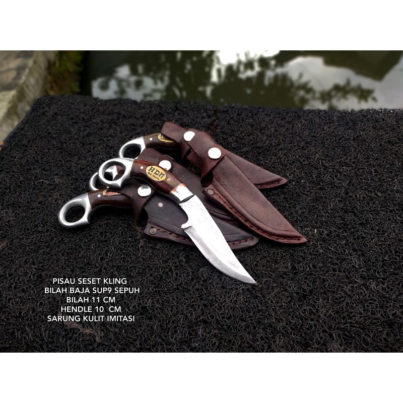 PISAU SESET KLING BOLONG SARUNG KULIT IMITASI PREMIUM TJM