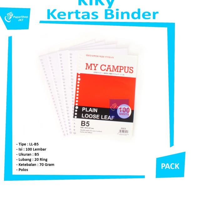 

۞ Kiky Loose Leaf B5 100 Lembar Polos - Kertas Binder 26 Ring Plain ♪