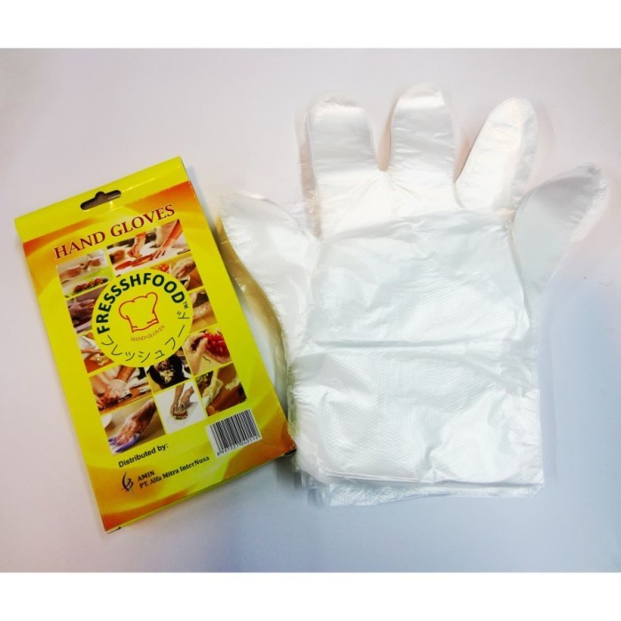 FressshFood Disposable Hand Gloves / Sarung Tangan Plastik utk Makanan 1 Kotak Isi 100 Pasang