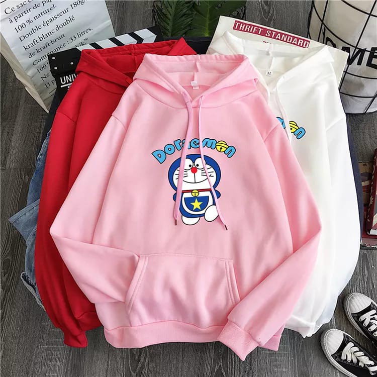 Hoodie Anak Perempuan Laki Laki Cewek Cowok Unisex Kartun DORAEMON Animasi Korean Style Baju Kaos Ko