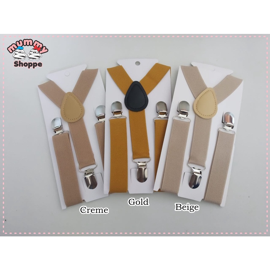 Suspender / bretel / tali kodok motif polos untuk anak balita bentuk Y bahan elastis