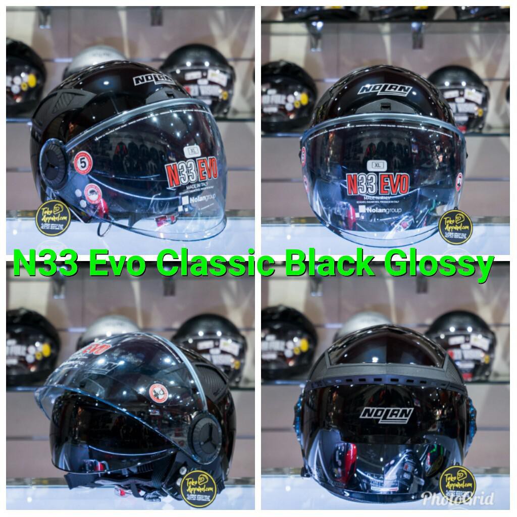 HELM HALF FACE NOLAN N33 CLASSIC BLACK GLOSSY HELM TOURING
