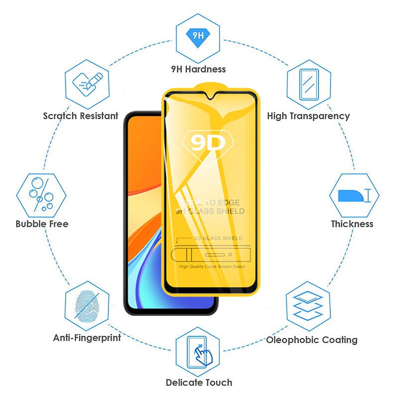 9D Tempered Glass Xiaomi Redmi 9T 9 9A 9C K30 8 7 8A 7A Note 10 10s 9 9S Pro Max Poco F3 M3 X3 GT Pro NFC