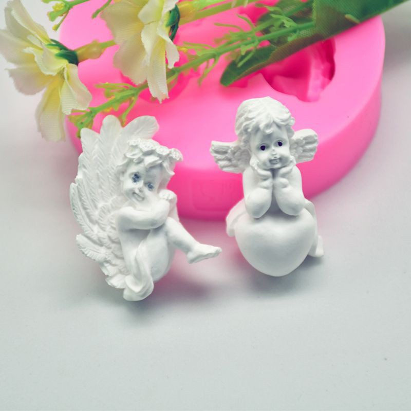 Glitter Cute Baby Angel Wings Love Heart Prayer Pendant Keychain Silicone Resin Mold Epoxy Resin DIYJewelry Making Tools